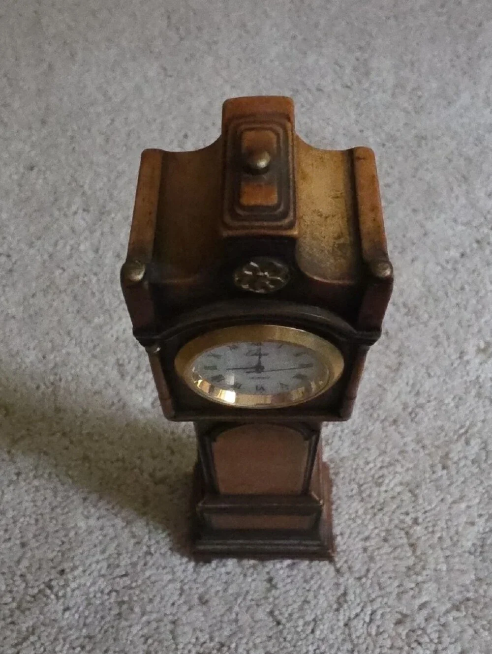 Antique-Style Brown Wooden Grandfather Clock Table Decor